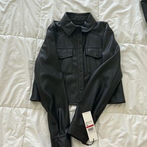 Calvin Klein Jacket Women's XS Black Cropped Faux Leather